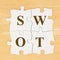 SWOT Strengths, Weakness, Opportunities, Threats on puzzle pieces