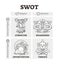 SWOT vector illustration. BW outlined business project strategy analysis.