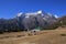 Syangboche airport and snow capped mountain