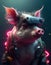 Syberpunk pig wearing robotic accessories realistic generated with AI tools