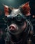 Syberpunk pig wearing robotic accessories realistic generated with AI tools