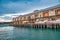 SYDNEY - AUGUST 19, 2018: Piers along Walsh Bay at dusk