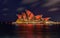 SYDNEY, AUSTRALIA - November 11, 2016, Sydney Opera House illuminated with colourful poppies light design imagery for remembrance
