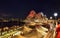 SYDNEY, AUSTRALIA - November 11, 2016, Sydney Opera House illuminated with colourful poppies light design imagery for remembrance