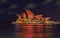 SYDNEY, AUSTRALIA - November 11, 2016, Sydney Opera House illuminated with colourful poppies light design imagery for remembrance
