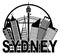 Sydney Australia Skyline Circle Black and White Il