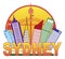 Sydney Australia Skyline Circle Color Illustration