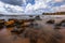 Sydney beach sunset with rock pools