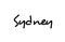 Sydney city handwritten word text hand lettering. Calligraphy text. Typography in black color