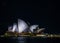 Sydney city harbour with opera house at night in australia