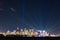 Sydney cityscape at night with colorful lights illuminating skyline