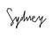 Sydney hand lettering on white background