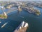 Sydney Harbour from above aerial helicopter