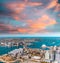 Sydney harbour as seen from helicopter at dusk