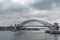 Sydney Harbour bridge under rainy sky, Australia.