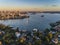 Sydney Harbour sunrise aerial photo