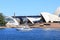 Sydney Opera House bay with yacht and cruise ship