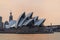 Sydney Opera House covered in amber haze during the 2020 bush fire