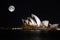 Sydney opera house with moonlight