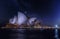 Sydney Opera House surrounded by the sea under a breathtaking starry sky in Australia