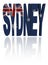 Sydney text with Australian flag