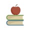 Syllabus books with apple icon flat isolated vector