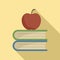 Syllabus books with apple icon, flat style