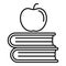 Syllabus books with apple icon, outline style