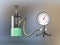 Sylphon, manometer. Science classrooms experiment. Isothermal Process. Boyle-Mariotte Law.