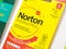 Symantec Norton AntiVirus Plus license gift card object detail closeup nobody PC anti virus software sold in a store, prepaid