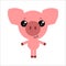 Symbol of 2019. Cute vector pig.piggy smiling. White background. Flat design. Vector.