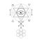 Symbol of alchemy and sacred geometry. Three primes: spirit, soul, body and 4 basic elements: Earth, Water, Air, Fire