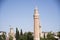 Symbol of the Antalya Ribbed minaret mosque and the clock tower