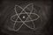 Symbol of atom sketched on a blackboard