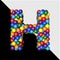 The symbol of the balls of the colors of the rainbow on a transparent background. 3d capital letter H