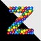 The symbol of the balls of the colors of the rainbow on a transparent background. 3d capital letter Z