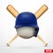 Symbol of a baseball. Helmet, ball and two bats. V
