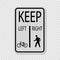 symbol Bicycles Keep Left Pedestrians Keep Right Sign on transparent background