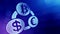 Symbol bitcoin euro and dollar in a circular bunch. Financial background made of glow particles. Shiny 3D seamless