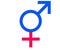 Symbol of blue, red gender of man and woman on white background, concept of How to Be Respectful and Supportive