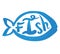 A symbol blue simple fish