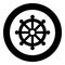 Symbol budhism wheel law religious sign icon black color vector illustration simple image