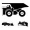 Symbol and a bulldozer and dump truck