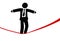 Symbol business man walks on danger risk tightrope