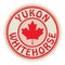 Symbol of Canada - The Maple Leaf, and text Yukon and Whitehorse