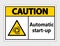 symbol Caution automatic start-up sign on transparent background