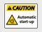 symbol Caution automatic start-up sign on transparent background