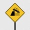 symbol caution cliff ahead sign on transparent background