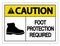 symbol Caution Foot Protection Required Wall Sign on white background