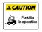 symbol Caution forklifts in operation Sign on white background